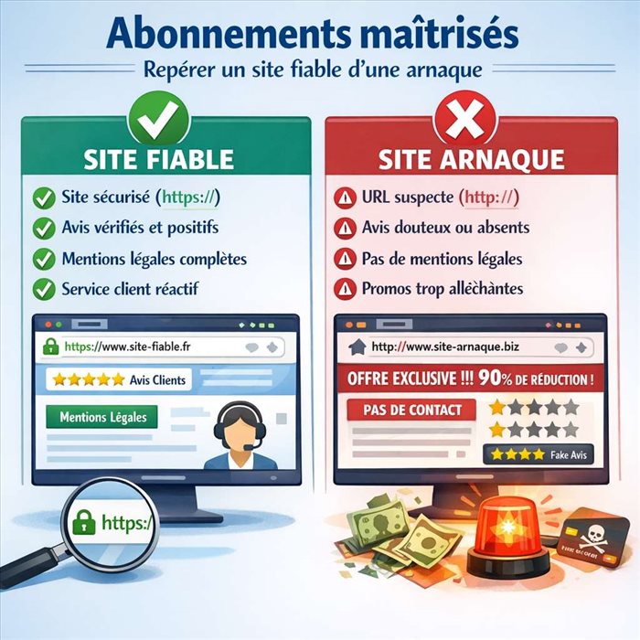 Abonnements maîtrisés : repérer un site fiable d'une arnaque